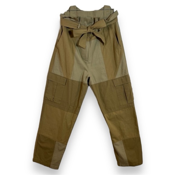 Mes Demoiselles Pants - Mes Demoiselles Bendan 100% Cotton Cargo Patchwork Paperbag Designer Pants EU 36